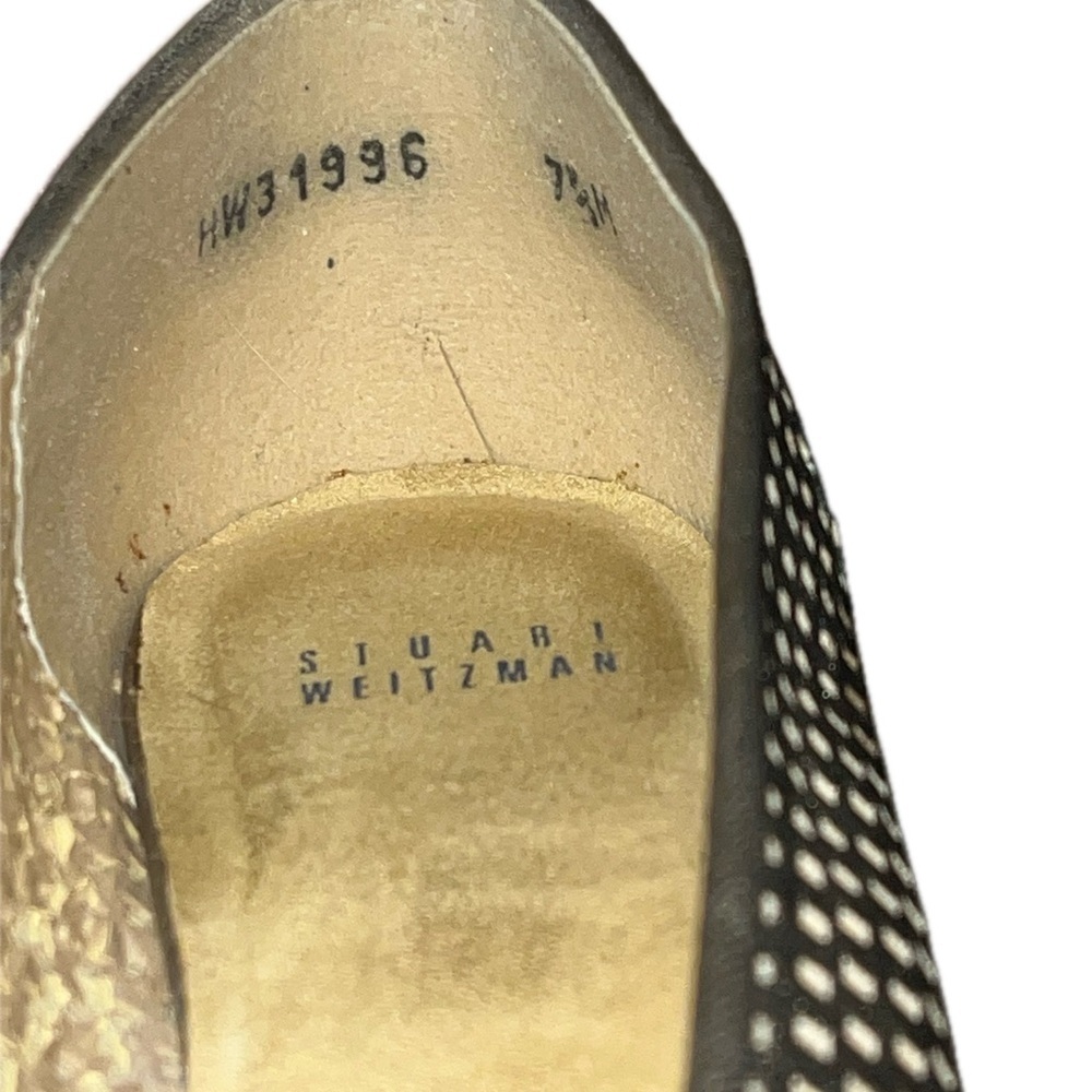 Stuart Weitzman Auth $399 Women's Gold Leather Cutout Accent Pumps Size 7.5M - Picture 5 of 10